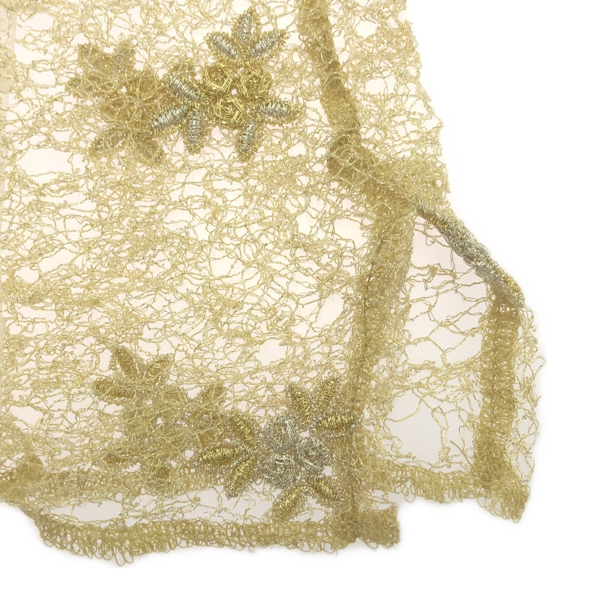 COMME des GARCONS / コムデギャルソン | 2015AW | チュール ドッキング 刺繡 ニット | XS | ホワイト/ゴールド/シルバー | レディース