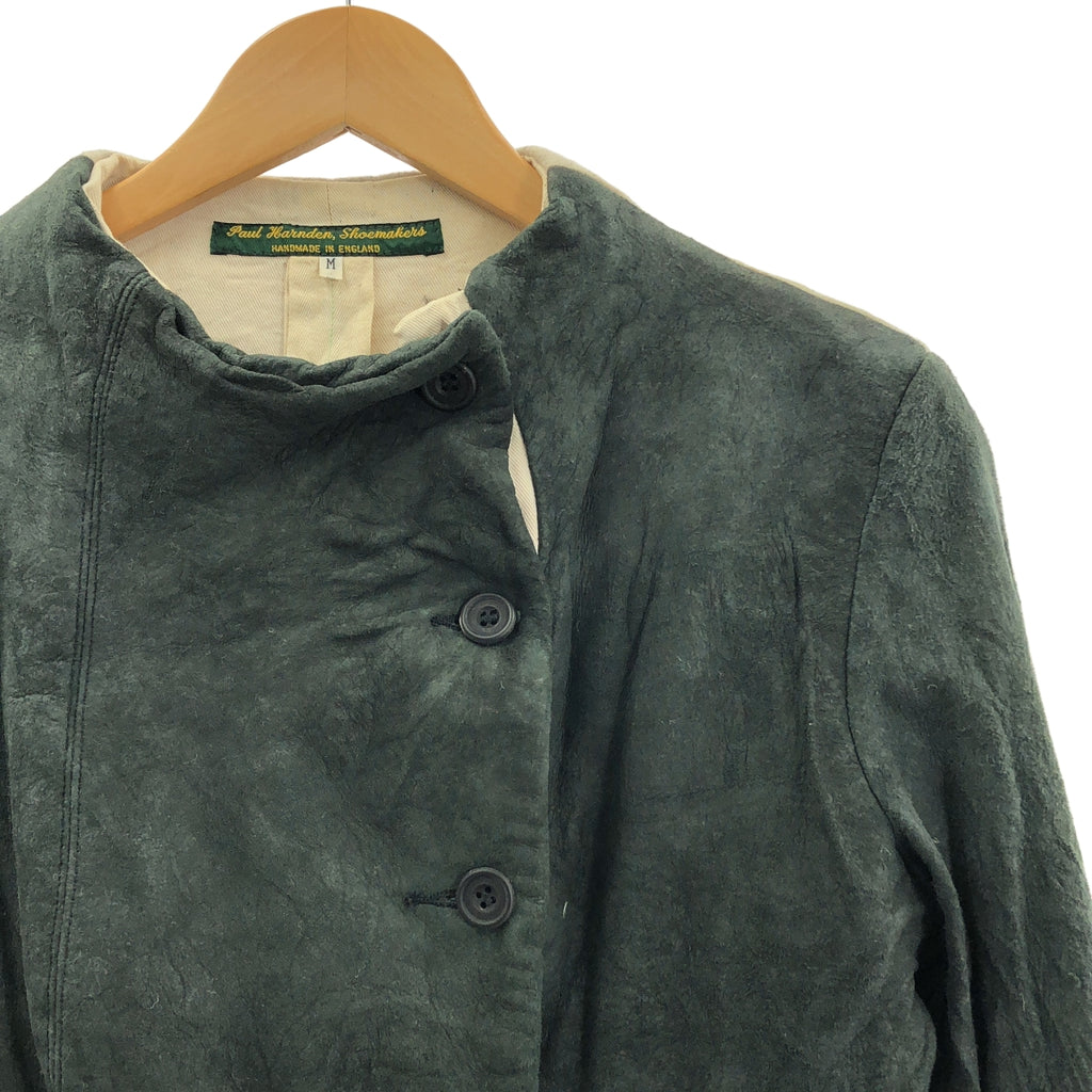 Paul Harnden / ポールハーデン | レザー ウール 切替 ノーカラー ジャケット | M | メンズ