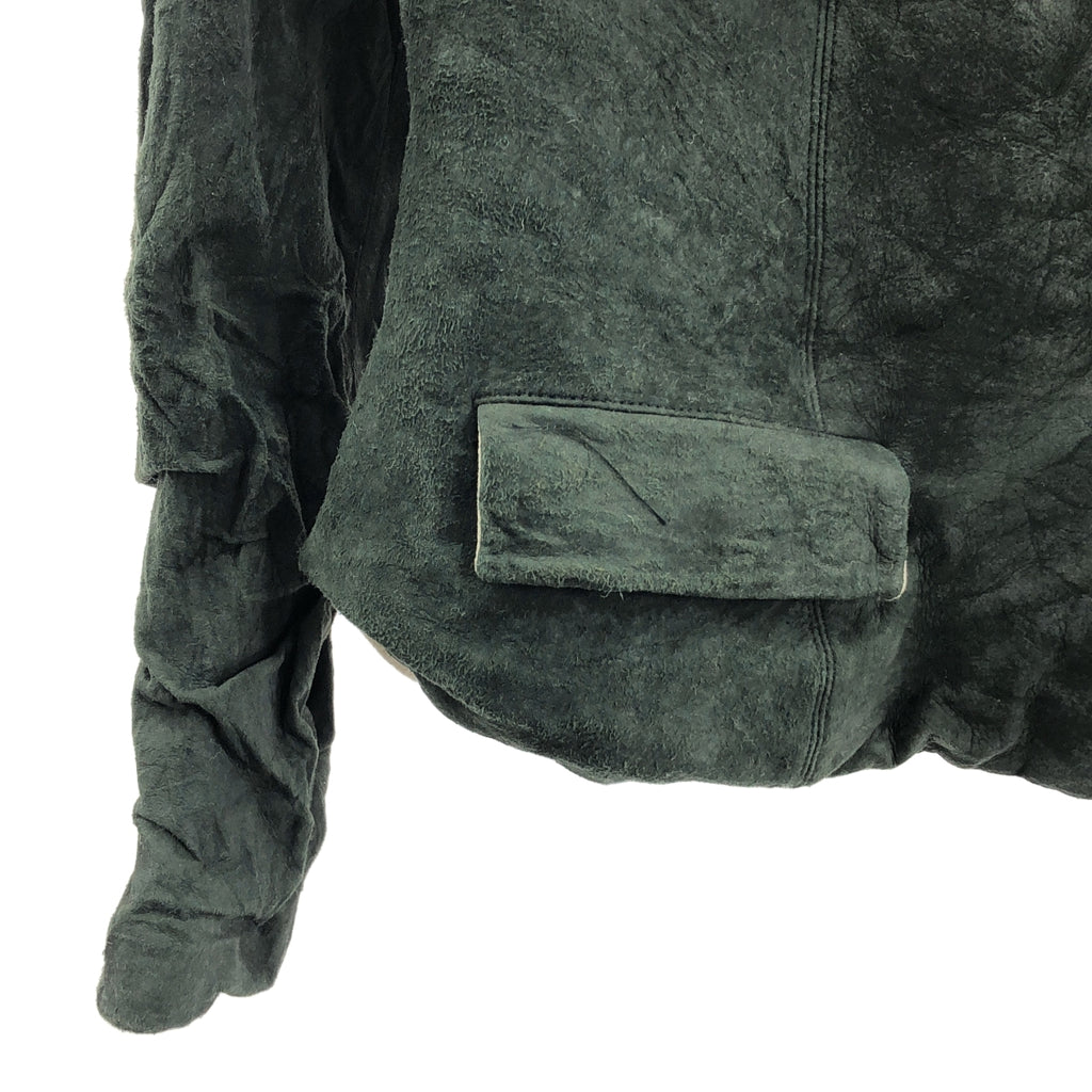 Paul Harnden / ポールハーデン | レザー ウール 切替 ノーカラー ジャケット | M | メンズ