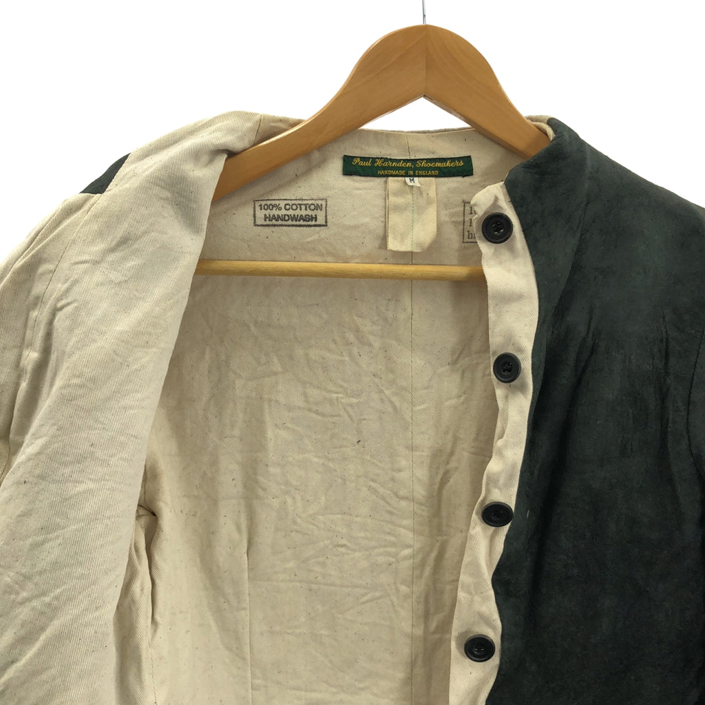 Paul Harnden / ポールハーデン | レザー ウール 切替 ノーカラー ジャケット | M | メンズ