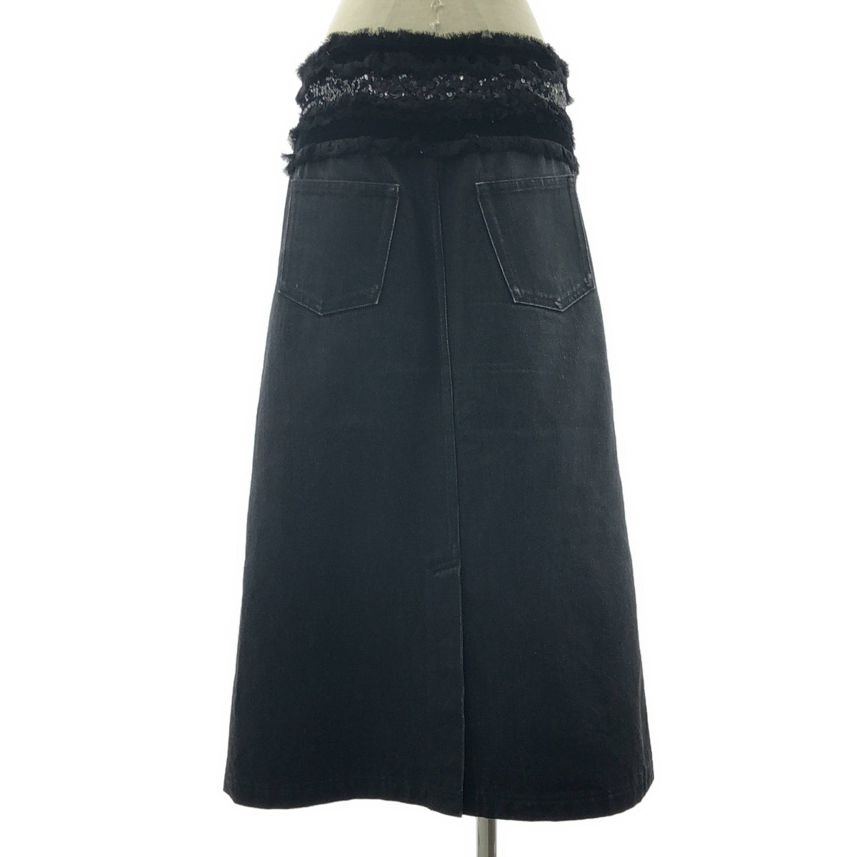 tricot COMME des GARCONS / トリココムデギャルソン | 2006AW | スパンコール ベロアリボン デニム スリット ロングスカート | M | レディース