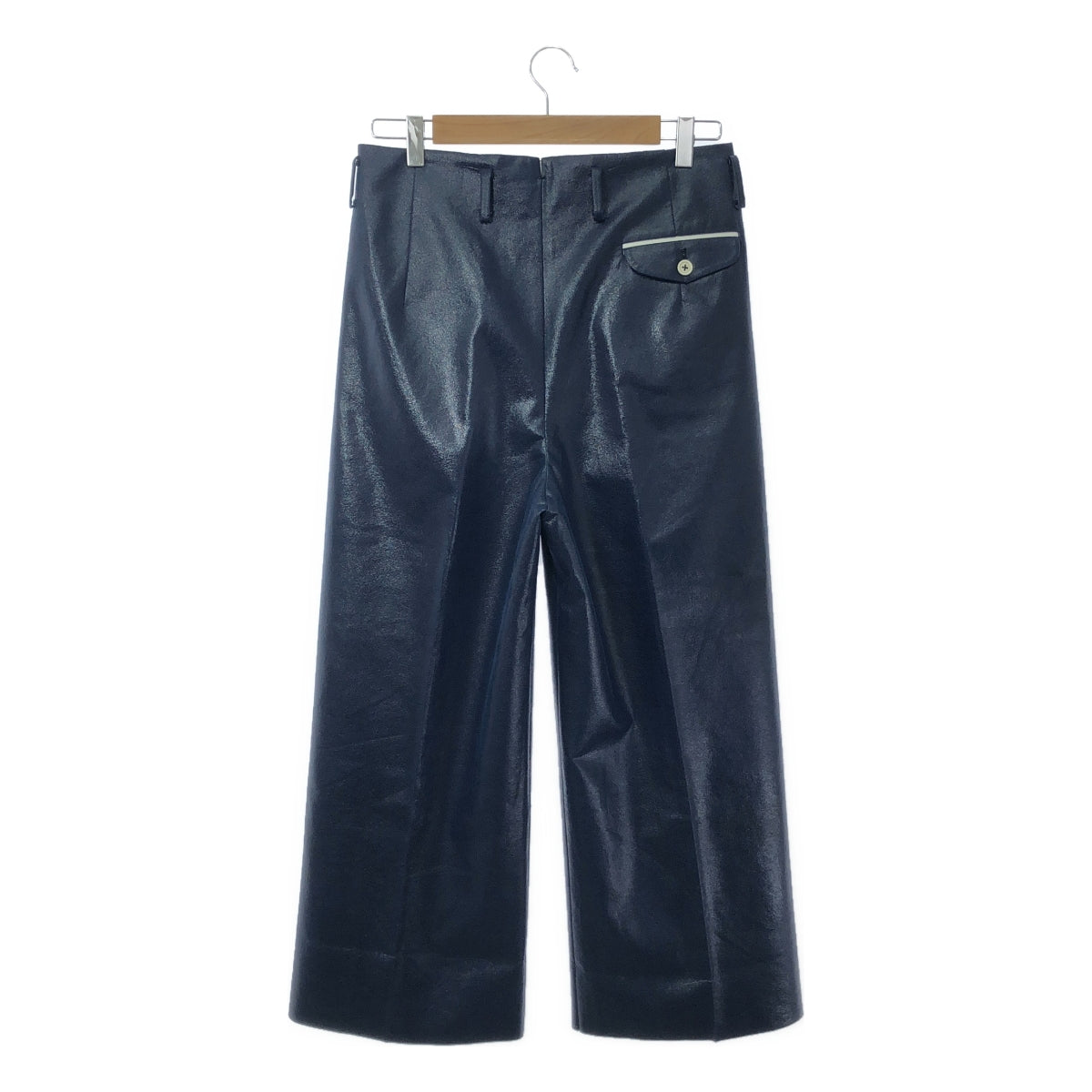 [Beautiful Condition] SUPPORT SURFACE | × STRASBURGO Strasburgo Custom Faux Leather Tuck Wide Pants | 1 | Navy | Women's