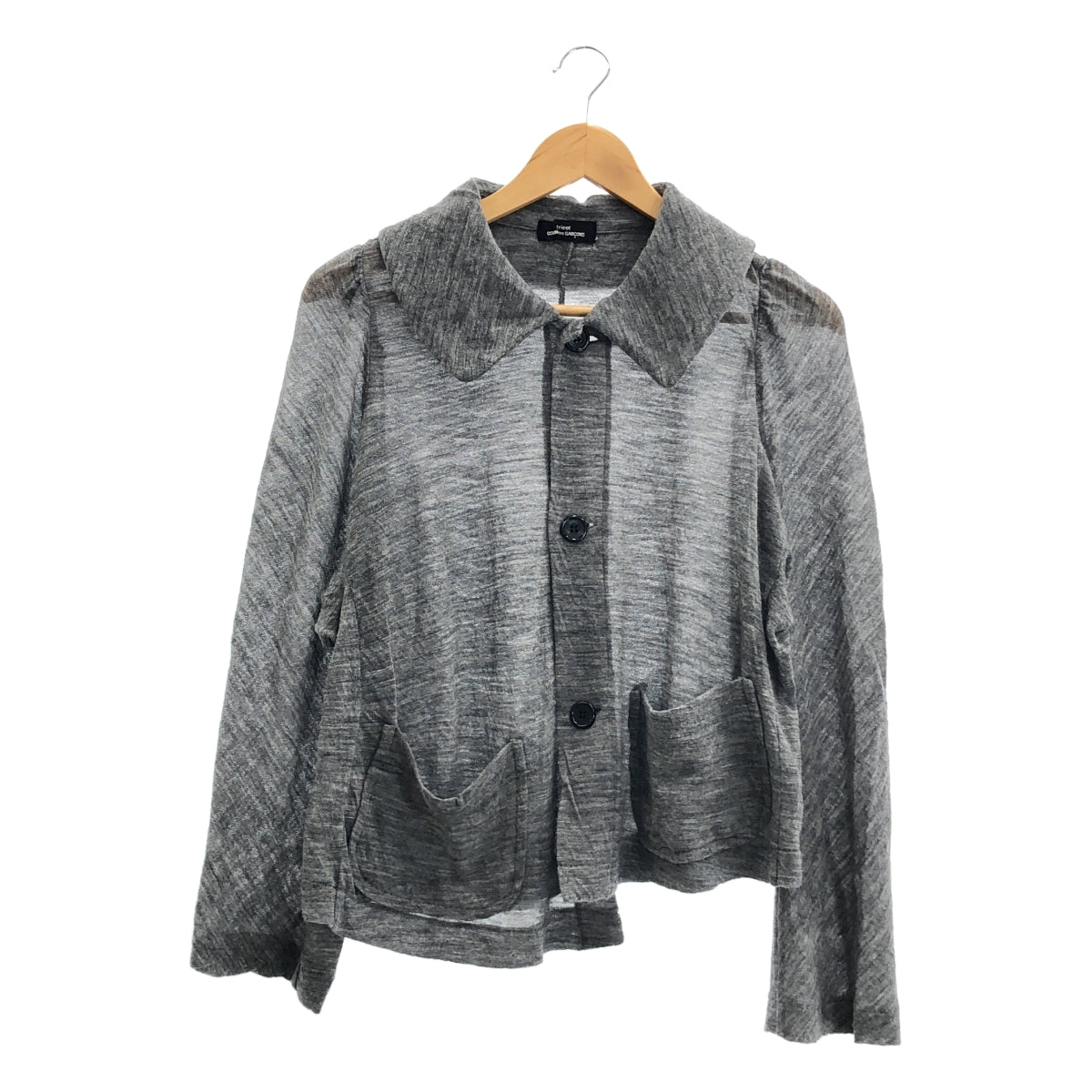 COMME des GARÇONS | 經編布料2006 秋冬 |預洗羊毛圓領開襟衫|