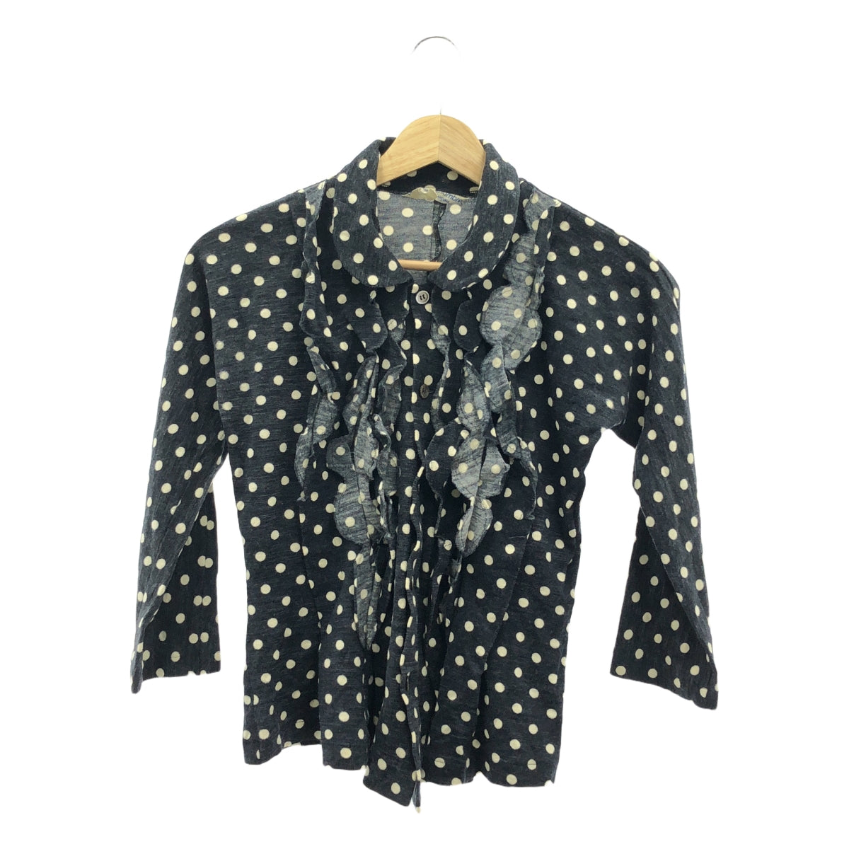 robe de chambre COMME des GARCONS | AD2004 | Polka dot round collar frilled knit shirt blouse | M | Women's