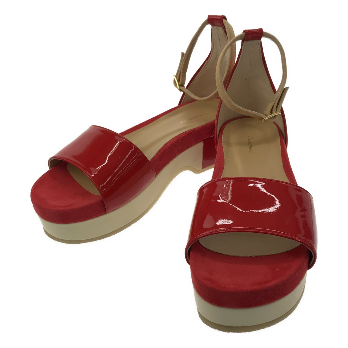 Sue UNDERCOVER | Patent Leather Glitter Strap Sandals Shoes | x-small (24-24.5) | Red | Women's