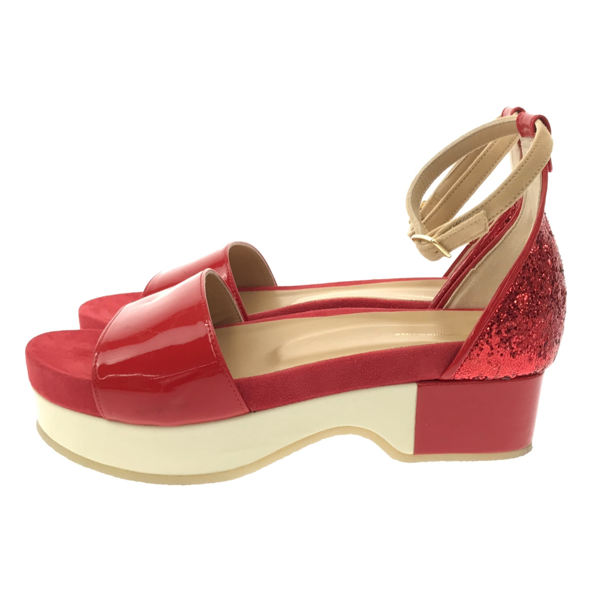 Sue UNDERCOVER | Patent Leather Glitter Strap Sandals Shoes | x-small (24-24.5) | Red | Women's