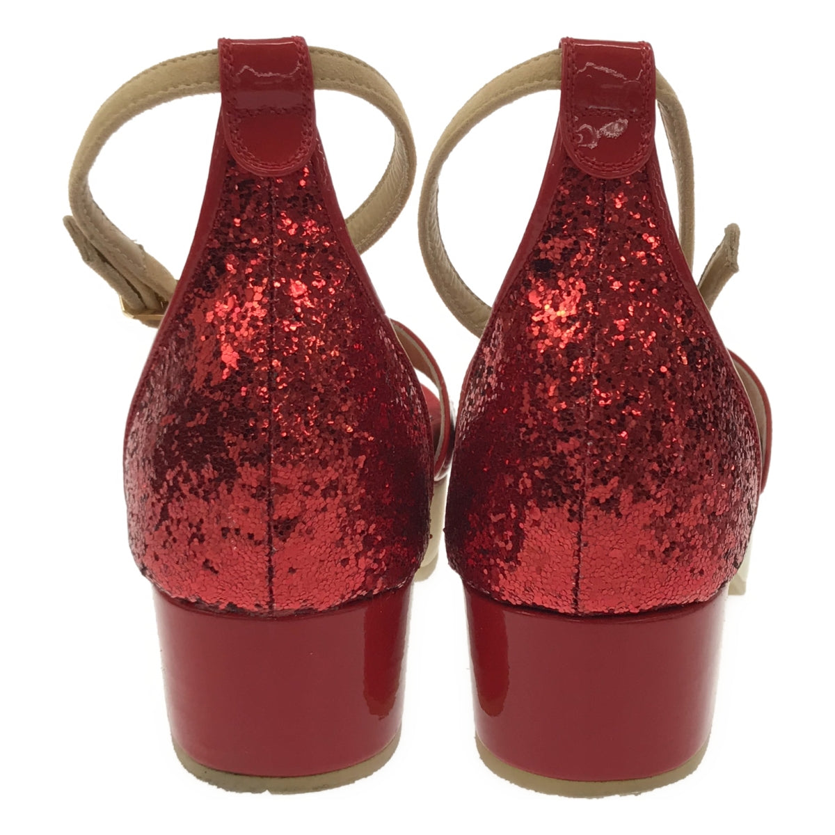 Sue UNDERCOVER | Patent Leather Glitter Strap Sandals Shoes | x-small (24-24.5) | Red | Women's