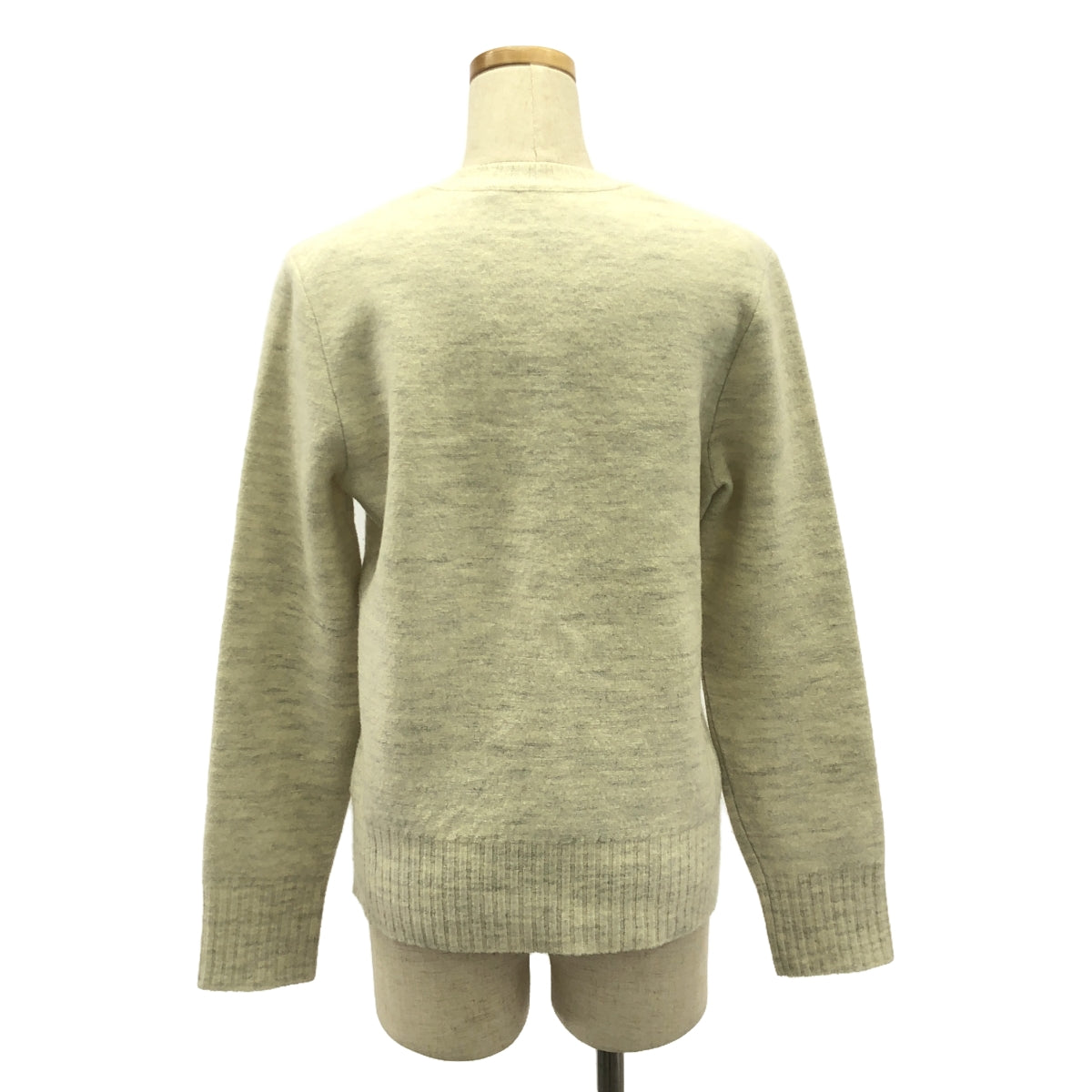 [Good Condition] CELINE | Wool Alpaca Triomphe Crew Neck Knit Pullover | L | Off-White | Women's