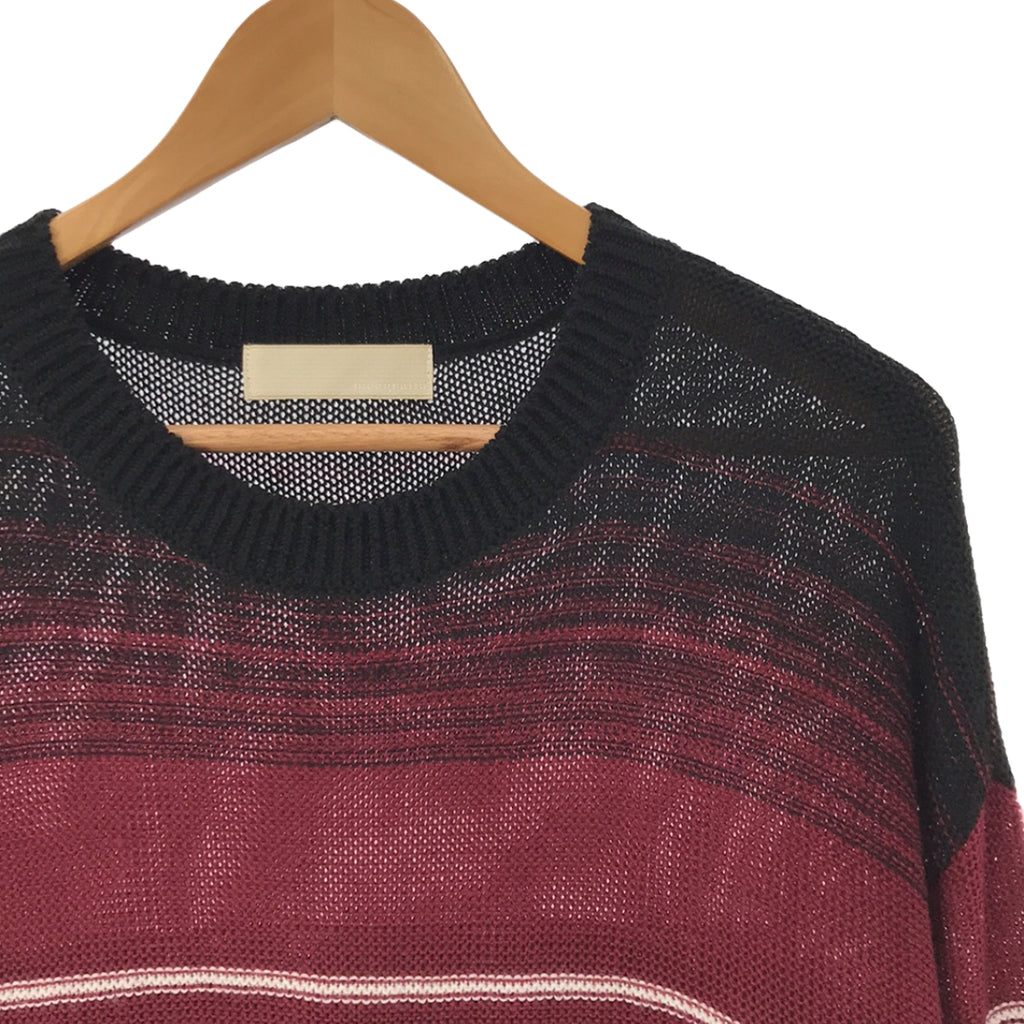 meagratia / メアグラーティア | 2023AW | Knit P/O⁡ ダメージ加工 レイヤード ジャガード ニット | 2 | ブラック / バーガンディー | メンズ