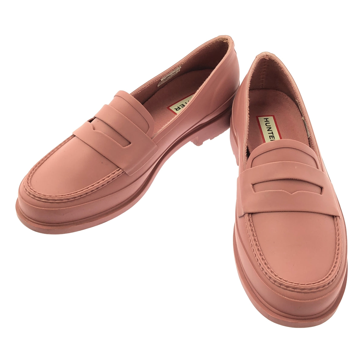 【美品】  HUNTER / ハンター | PENNY LOAFER  / ロゴ ペニーローファー レインシューズ | UK5 | ピンク | レディース