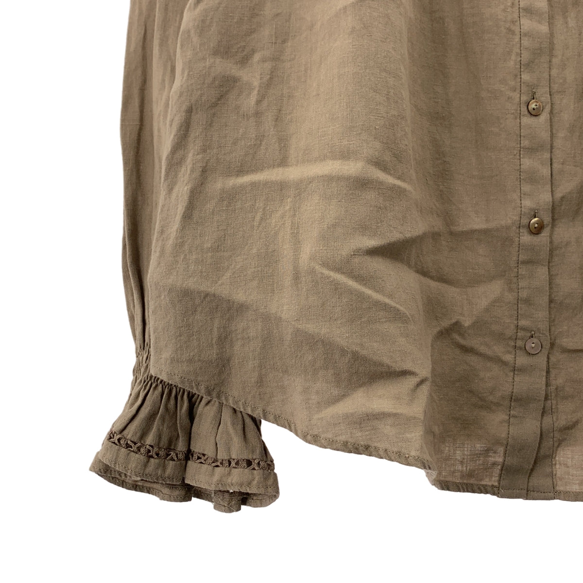 Cloth &amp; Cross | 亞麻褶皺荷葉邊襯衫/襯衫 | F碼 | 女款
