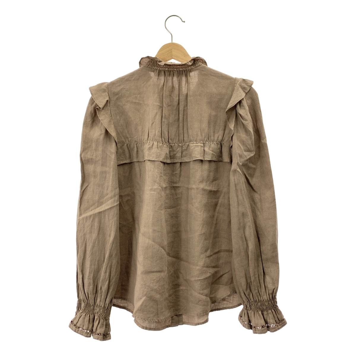 Cloth &amp; Cross | 亞麻褶皺荷葉邊襯衫/襯衫 | F碼 | 女款