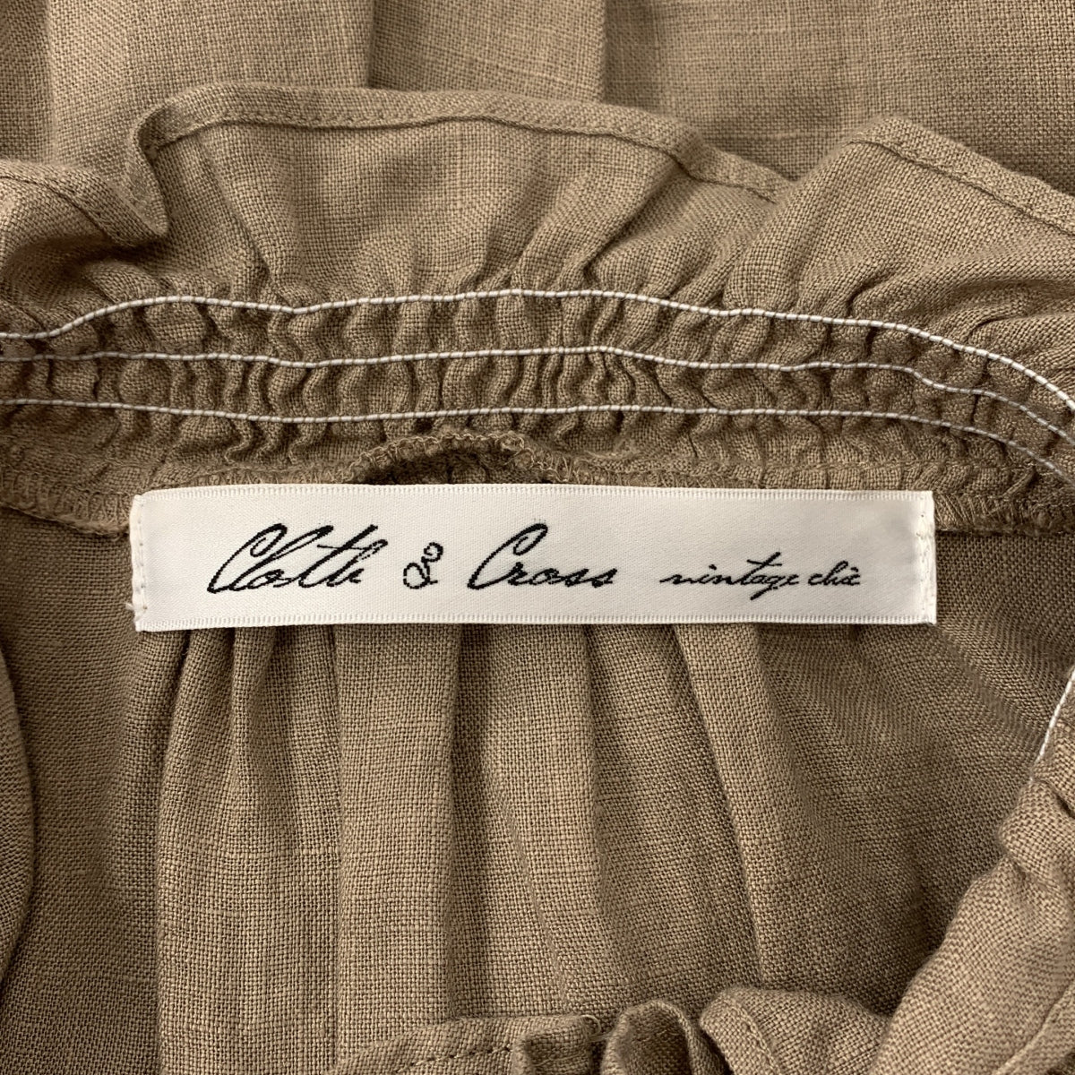 Cloth &amp; Cross | 亞麻褶皺荷葉邊襯衫/襯衫 | F碼 | 女款