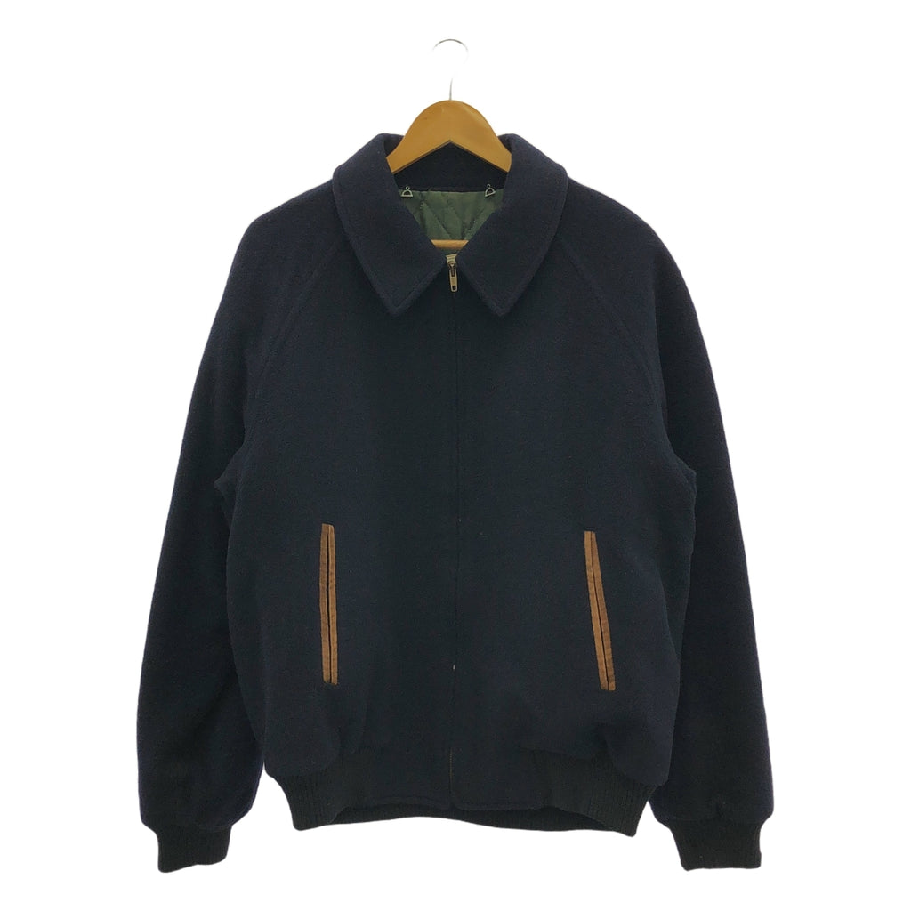 GUCCI | 80 年代復古羊毛肘部補丁拉鍊夾克 | 50 碼 | 海軍藍 | 男款