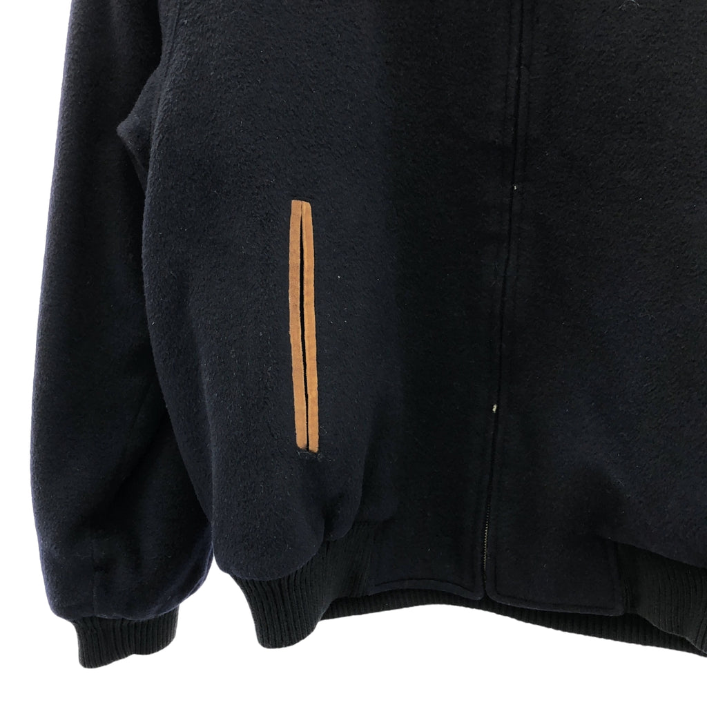 GUCCI | 80 年代復古羊毛肘部補丁拉鍊夾克 | 50 碼 | 海軍藍 | 男款