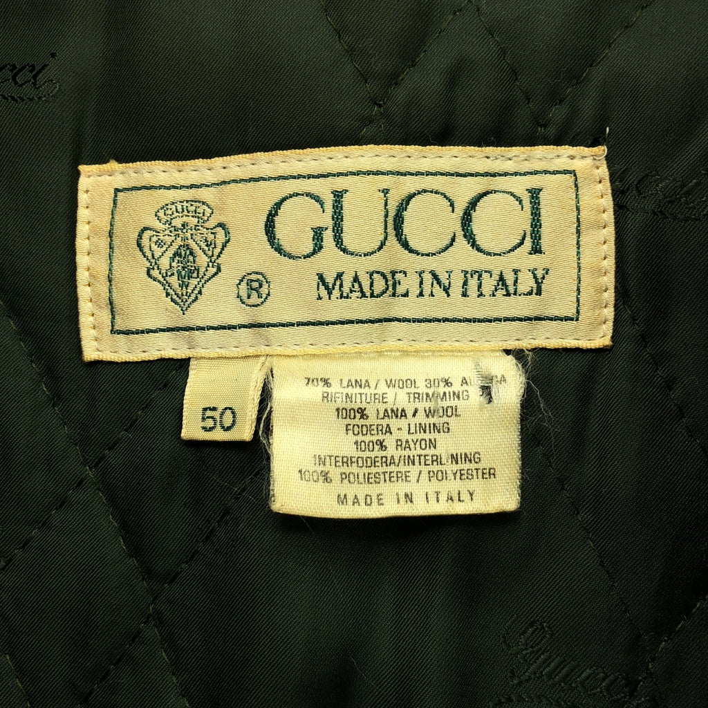 GUCCI | 80 年代復古羊毛肘部補丁拉鍊夾克 | 50 碼 | 海軍藍 | 男款
