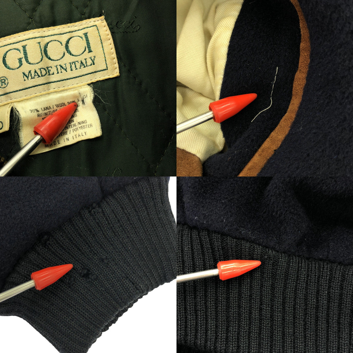 GUCCI / グッチ | 80s ヴィンテージ ウール エルボーパッチ  ジップアップ ジャケット | 50 | ネイビー | メンズ