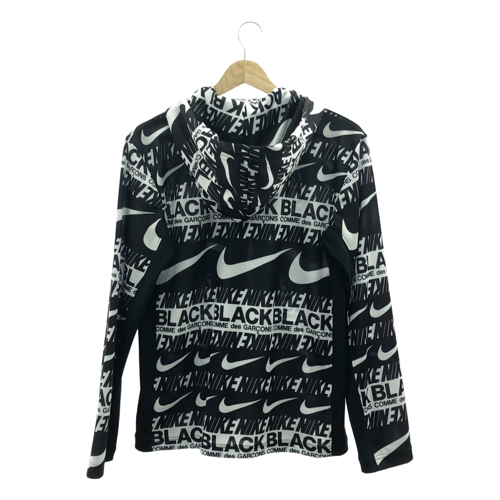 BLACK COMME des GARCONS / ブラックコムデギャルソン | 2019AW / AD2019 | NIKE LOGO ZIP PARKA ロゴ総柄 ポリエステル ジップパーカー | M | ブラック / ホワイト | メンズ