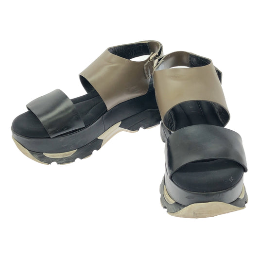 MARNI | Leather block color sporty sandals | 37 | Black/Brown | Women's