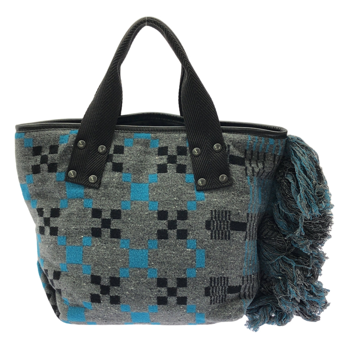 sacai / 사카이 | 2022AW | Geometric Jacquard Tote M 지오메트릭 자카드 토트 백 미디엄 | 그레이 / 블랙 / 블루 | 남성