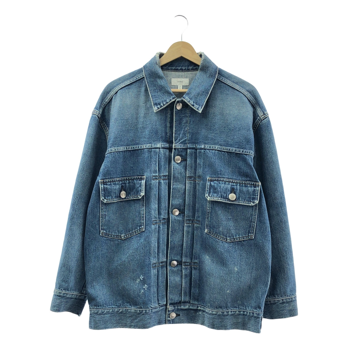 HYKE / 하이크 | DENIM JACKET BIG FIT / 데미지 가공 데님 오버 재킷 | 2 | 남성
