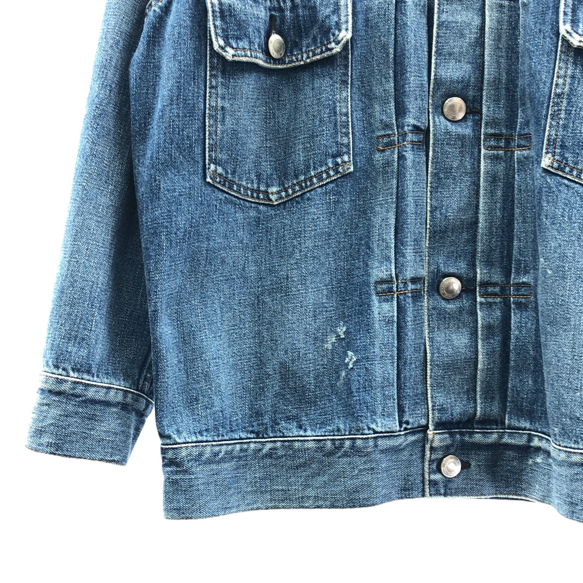 HYKE / 하이크 | DENIM JACKET BIG FIT / 데미지 가공 데님 오버 재킷 | 2 | 남성