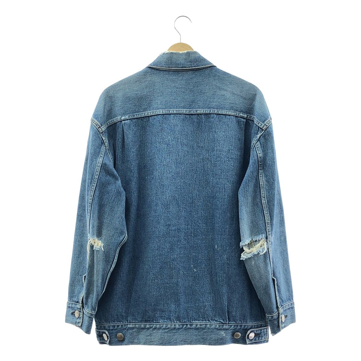 HYKE / 하이크 | DENIM JACKET BIG FIT / 데미지 가공 데님 오버 재킷 | 2 | 남성