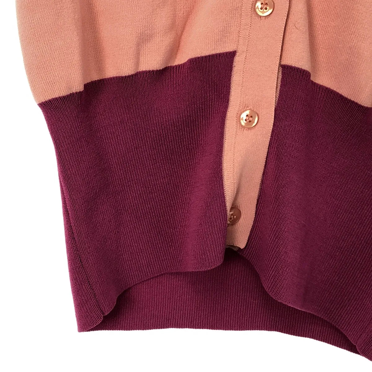 [品相良好] JENNE | 2023SS |色塊五分四袖針織開襟衫 | S |粉紅色 |女性的