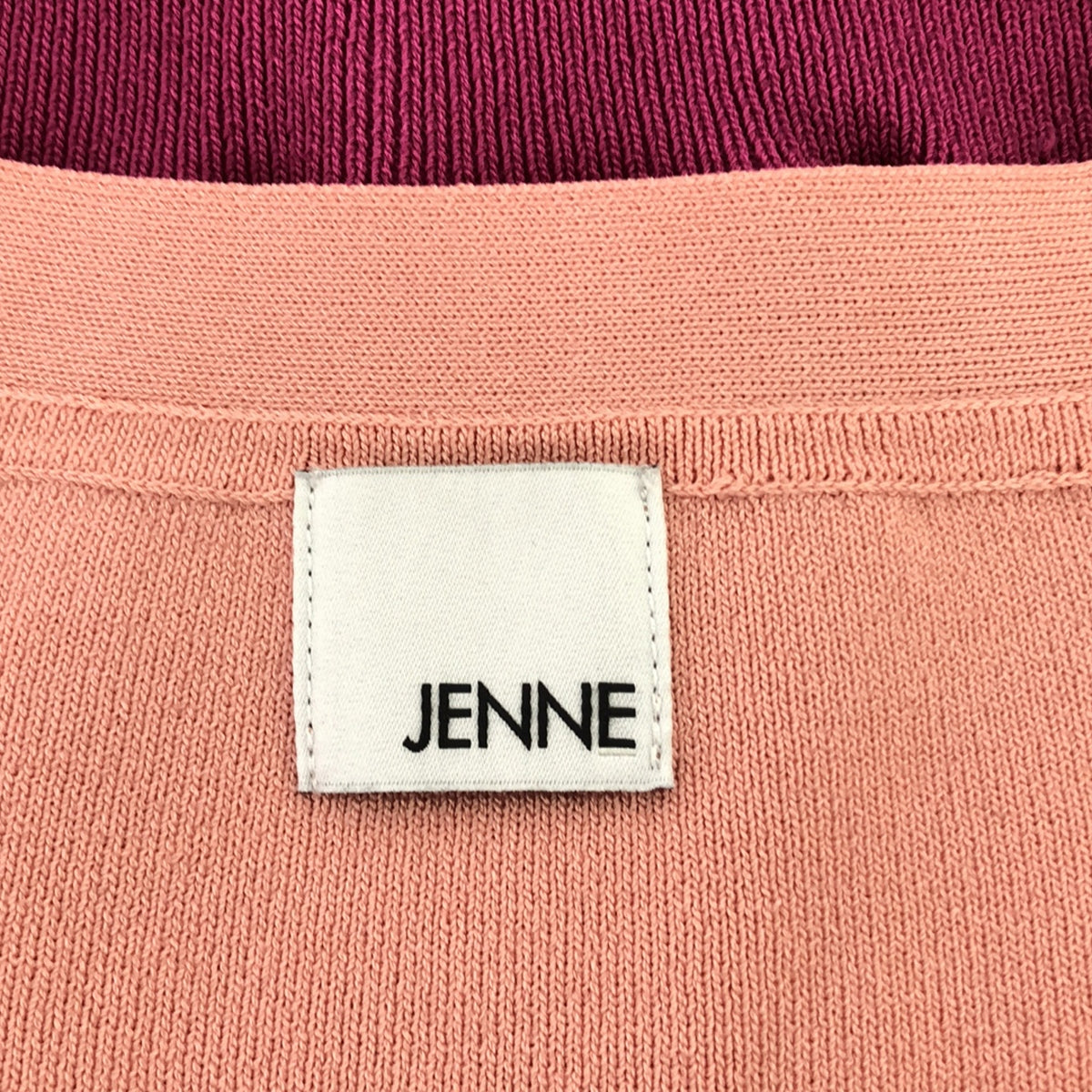 [Good Condition] JENNE | 2023SS | Color-blocked 5/8-sleeve knit cardigan | S | Pink | Women's