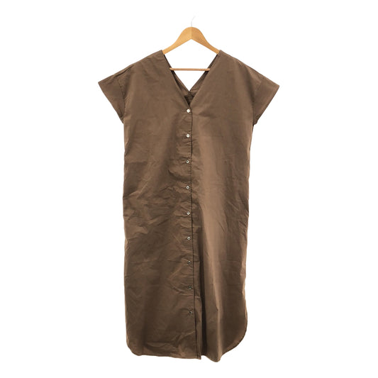 [Good Condition] siro de labonte / Shiro de labonte | Cotton Stretch V-Neck Shirt Dress | M | Brown | Women's