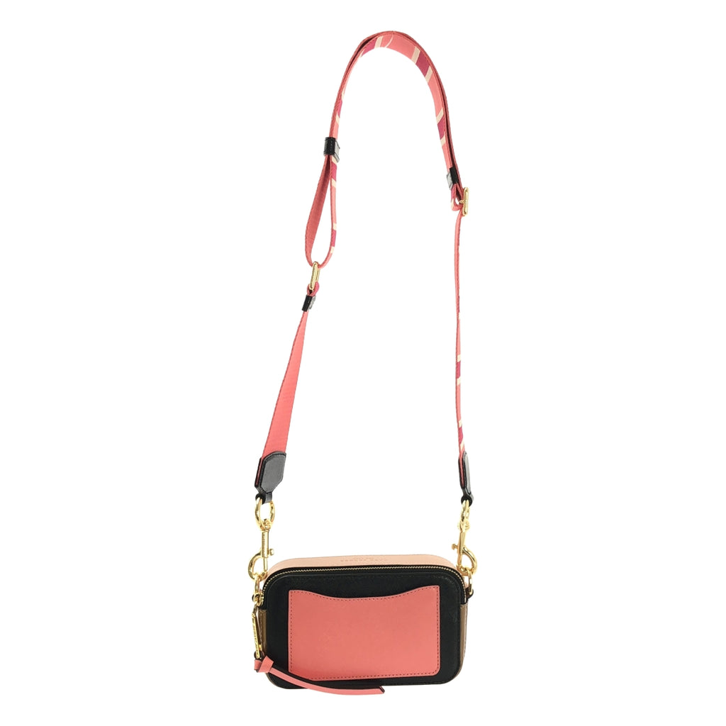【成色極佳】MARC JACOBS THE SNAPSHOT Logo 單肩包 | 黑/粉/棕色 | 女士