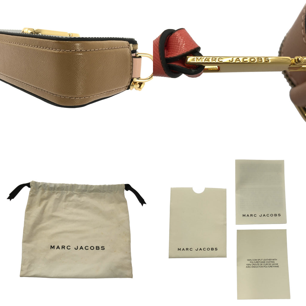 【成色極佳】MARC JACOBS THE SNAPSHOT Logo 單肩包 | 黑/粉/棕色 | 女士