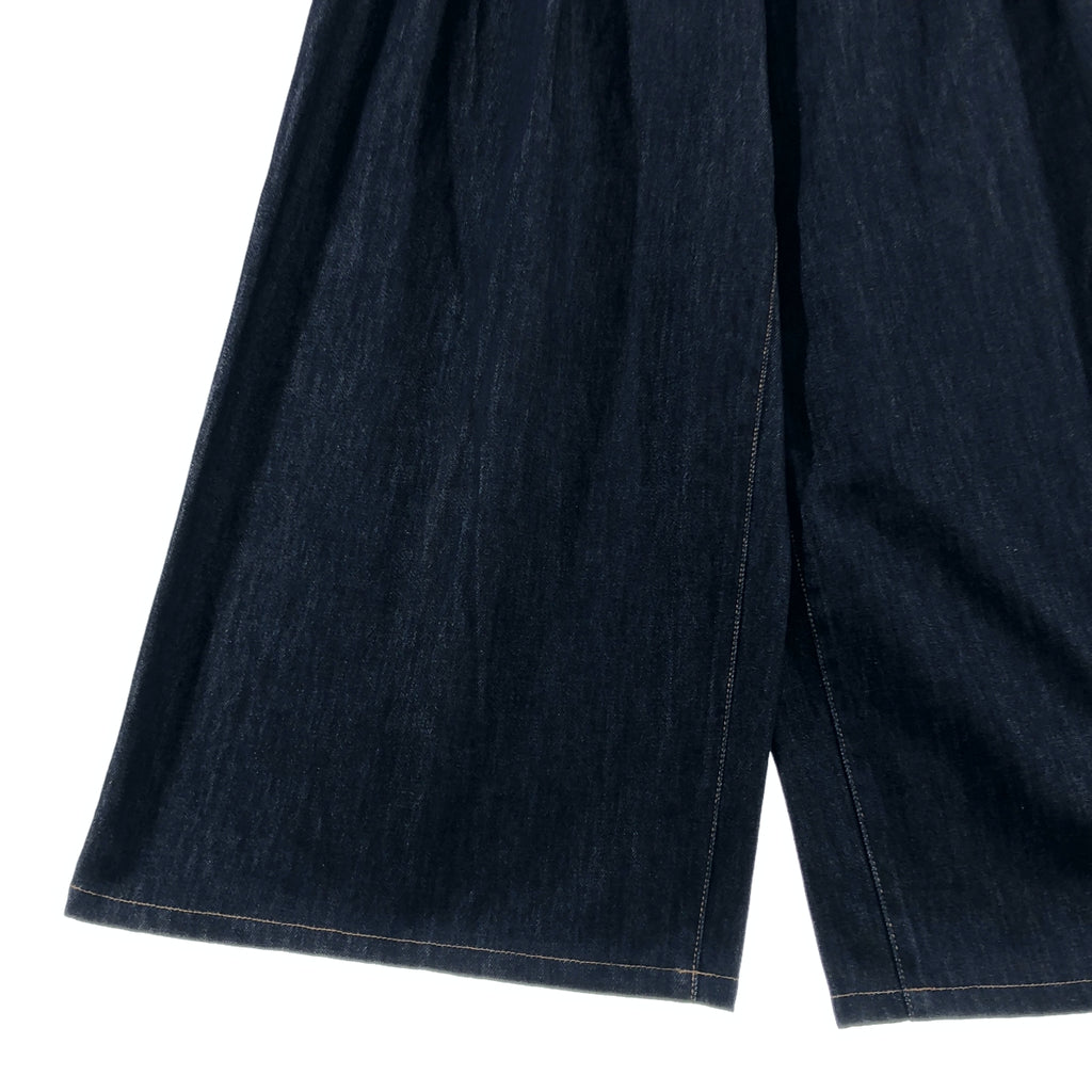 DRIES VAN NOTEN / ドリスヴァンノッテン | レザーロゴパッチ タック ワイド デニムパンツ | M | レディース