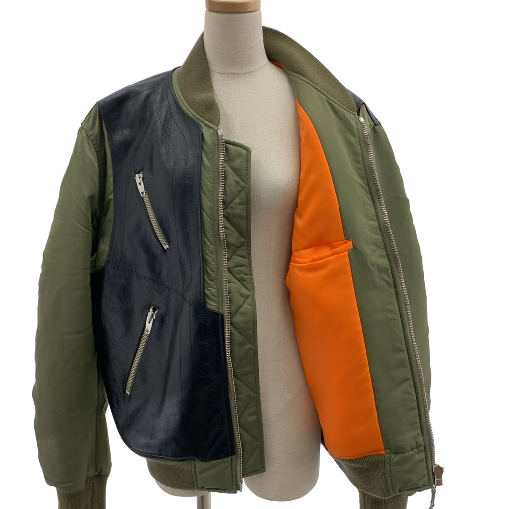CELINE / セリーヌ | 2022AW | 牛革 カウレザー ナイロンツイルバイマテリアル ボンバー ブルゾン ジャケット / ロゴ裏地 | 48 | メンズ