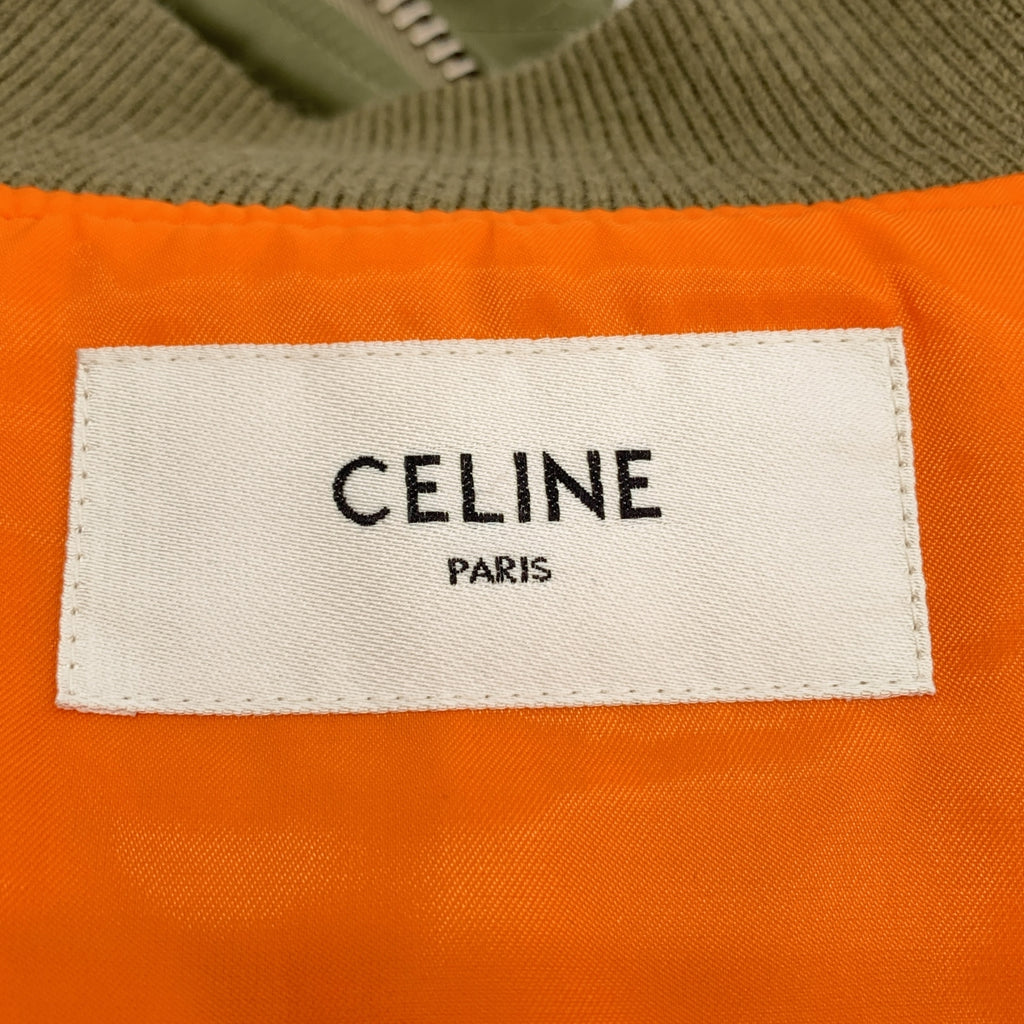 CELINE / セリーヌ | 2022AW | 牛革 カウレザー ナイロンツイルバイマテリアル ボンバー ブルゾン ジャケット / ロゴ裏地 | 48 | メンズ