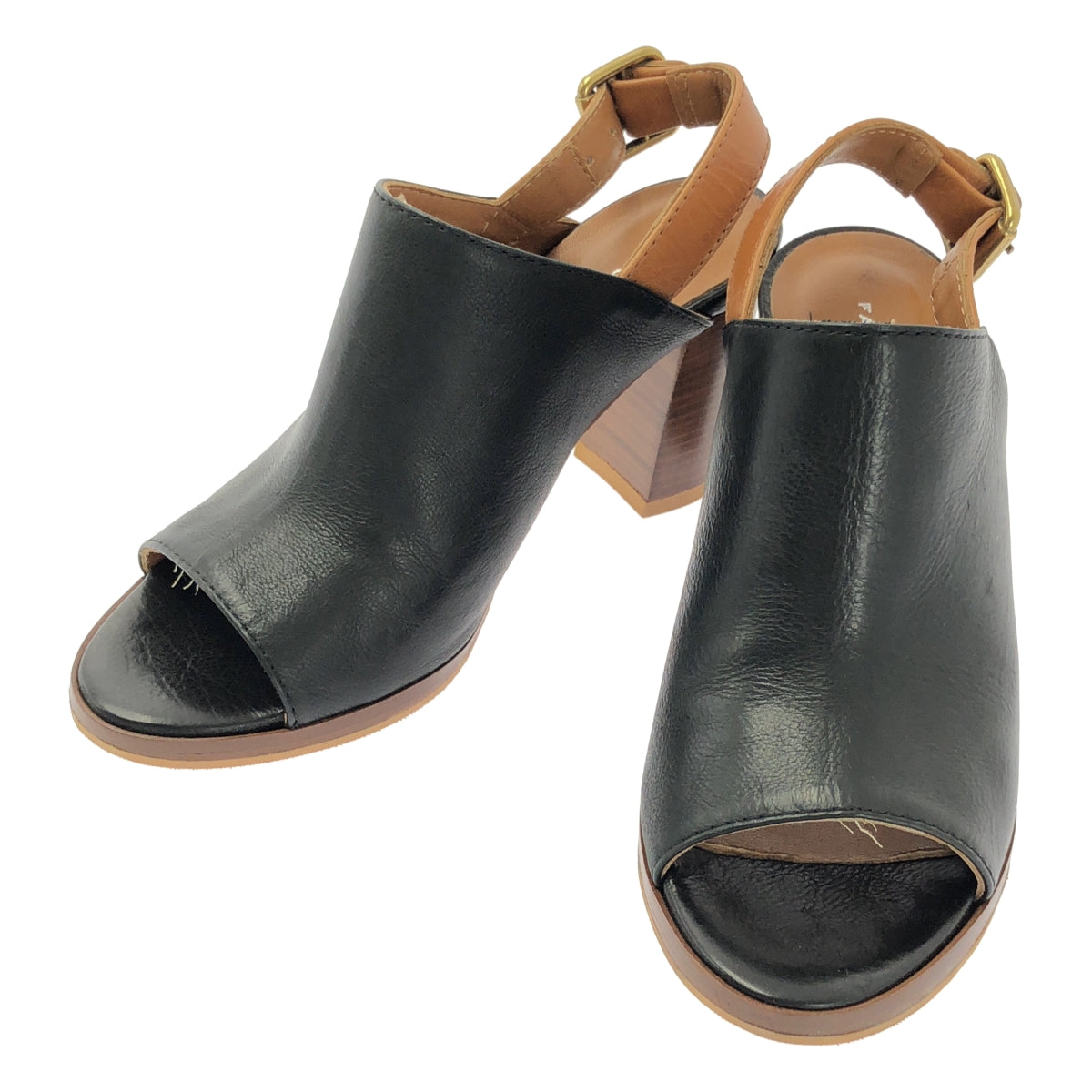 Fabio Rusconi / ファビオルスコーニ | レザー ストラップ ヒール サンダル | 35 | レディース