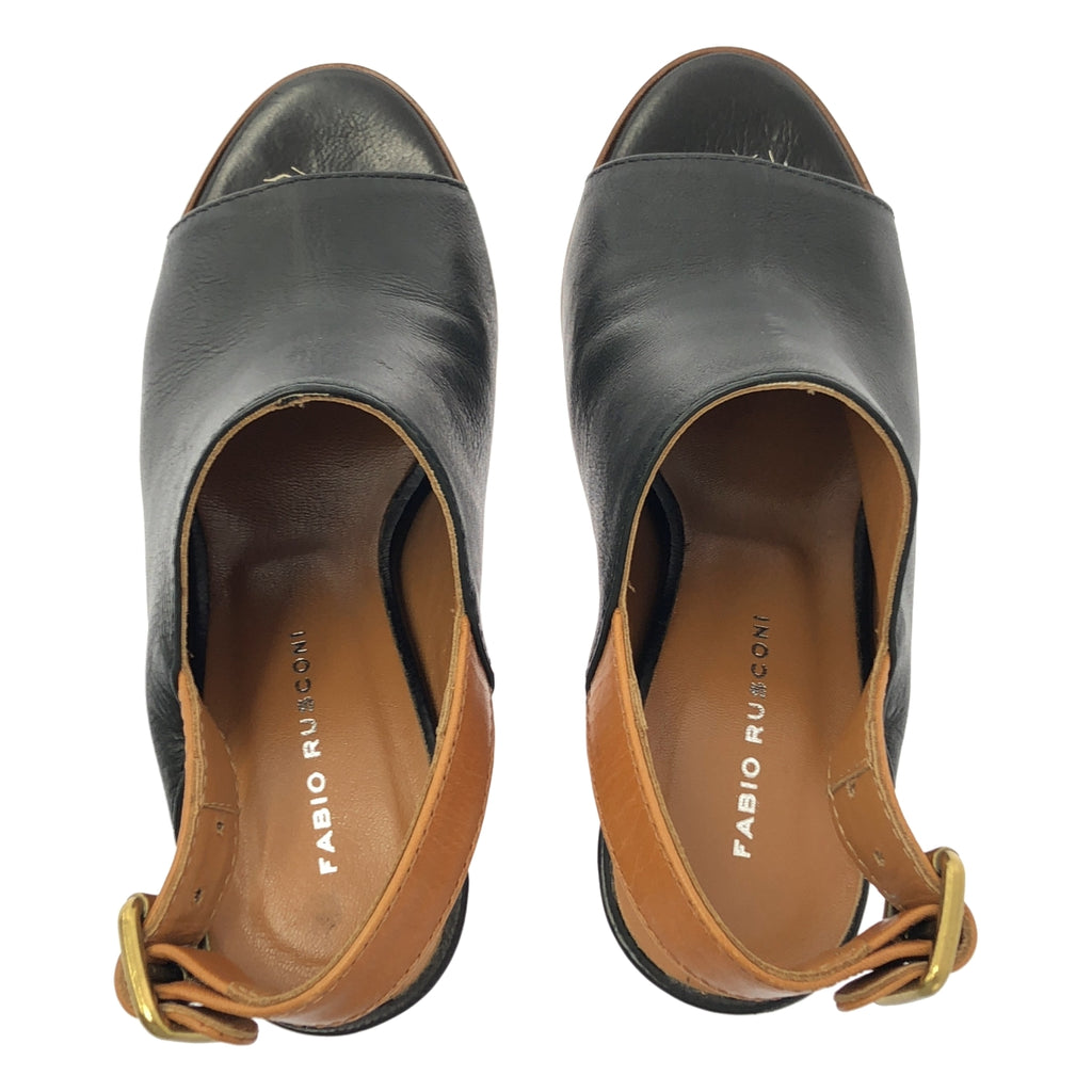 Fabio Rusconi / ファビオルスコーニ | レザー ストラップ ヒール サンダル | 35 | レディース