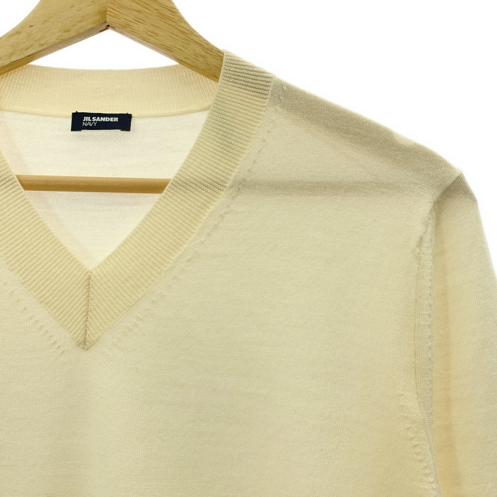 JIL SANDER 海軍藍 | 高針羊毛V領毛衣 | S尺寸 | 女款