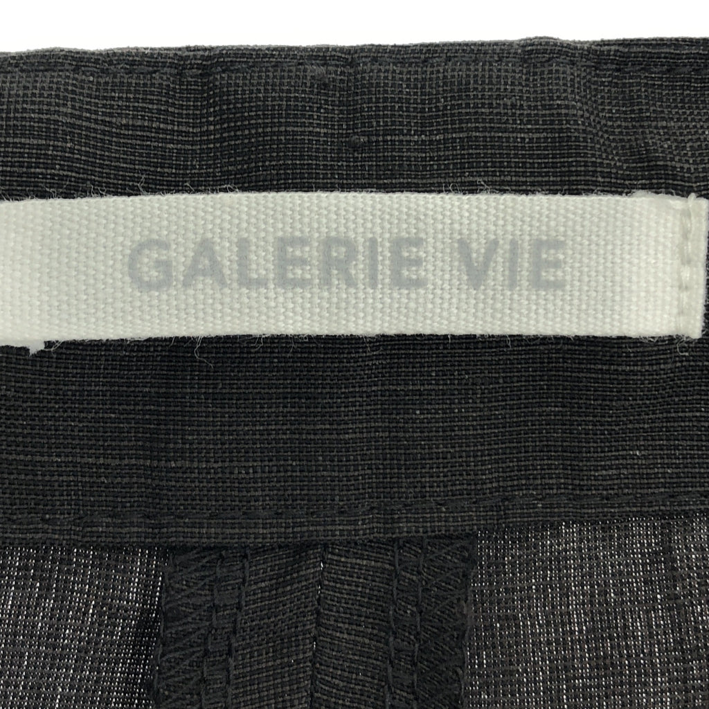 GALERIE VIE / 갤리비 | 린넨 큐프라 실크 사이드 개더 스트레이트 팬츠 | 36 | 다크 브라운 | 여성