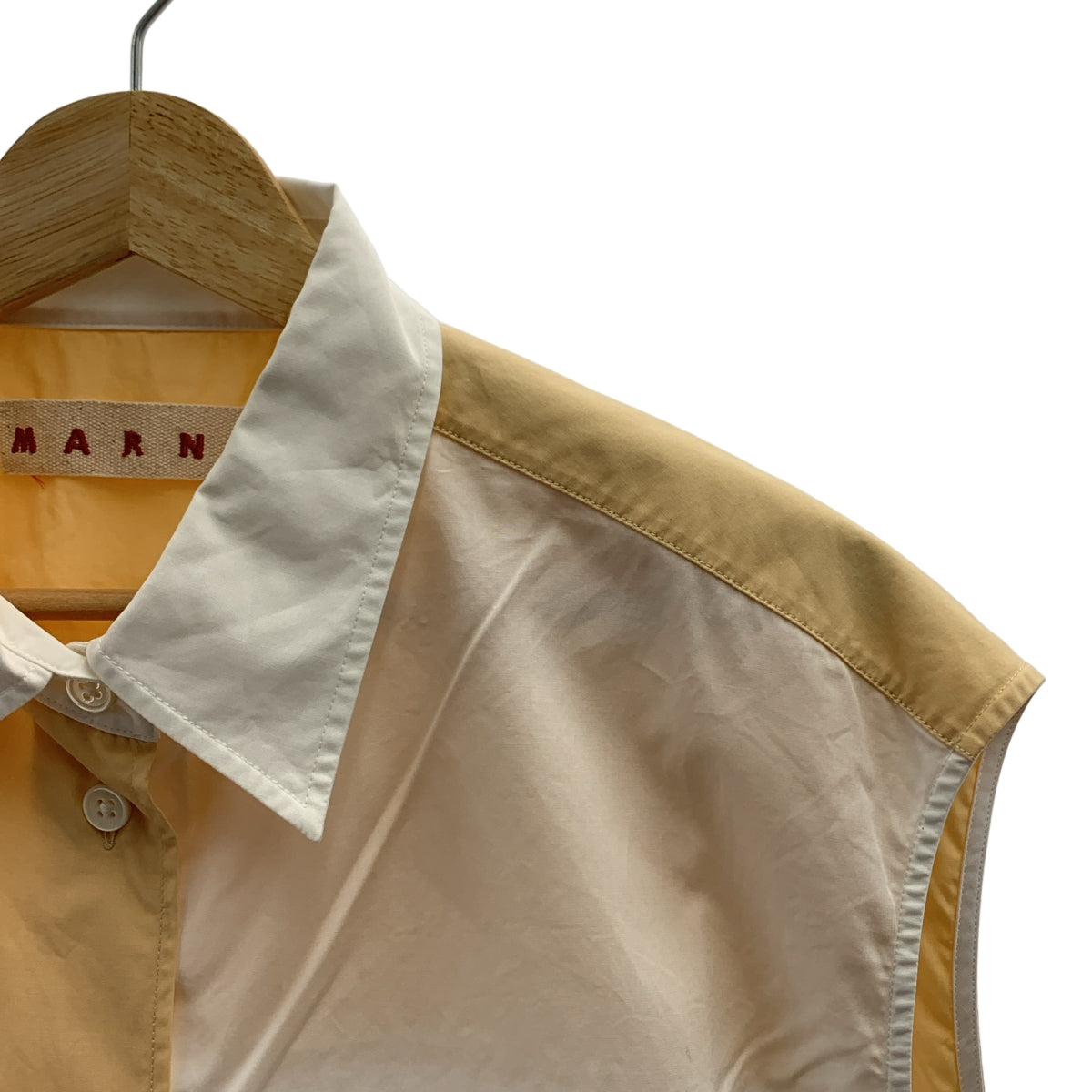 MARNI / 마르니 | 2022SS | 2 톤 컬러 민소매 롱 프론트 셔츠 | 38 | 베이지 / 화이트 | 여성