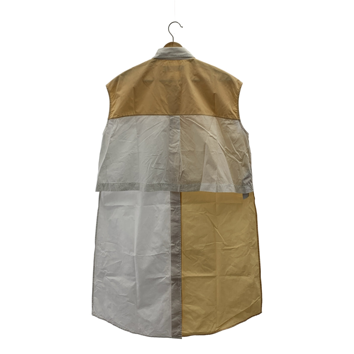 MARNI / 마르니 | 2022SS | 2 톤 컬러 민소매 롱 프론트 셔츠 | 38 | 베이지 / 화이트 | 여성