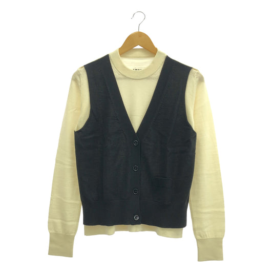 MM6 Maison Margiela / エムエムシックスメゾンマルジェラ | 2021AW | Trompe L'oeil Sweater / バイカラー クルーネックカーディガン | M | レディース