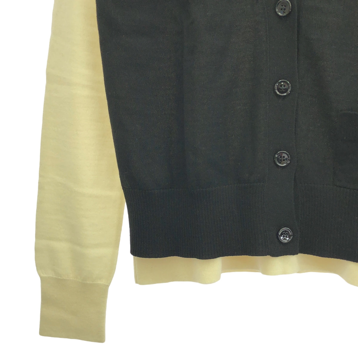 MM6 Maison Margiela / エムエムシックスメゾンマルジェラ | 2021AW | Trompe L'oeil Sweater / バイカラー クルーネックカーディガン | M | ブラック/アイボリー | レディース
