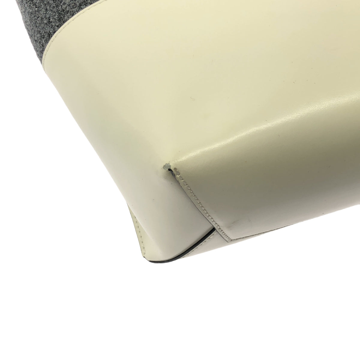 MARNI / 마르니 | 다른 소재 전환 바이 컬러 로고 토트 백 | 그레이/화이트 | 여성