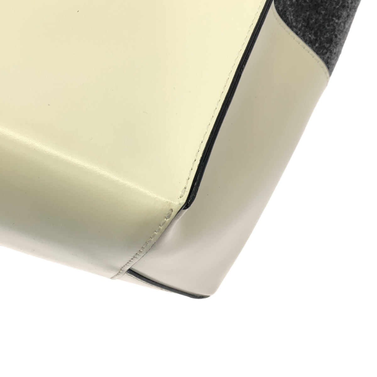 MARNI / 마르니 | 다른 소재 전환 바이 컬러 로고 토트 백 | 그레이/화이트 | 여성