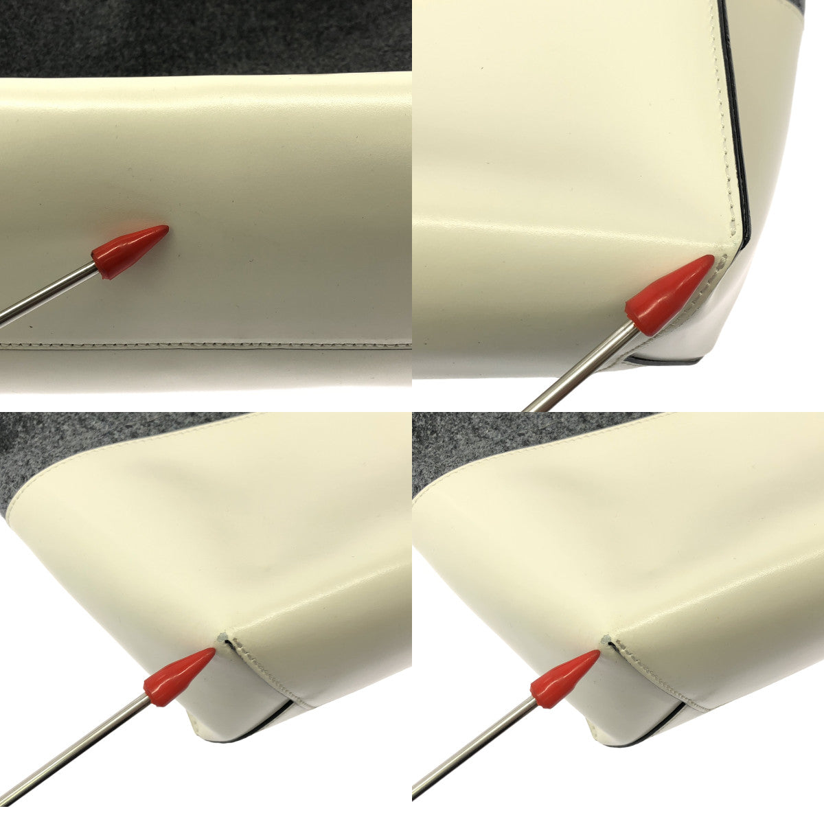 MARNI / 마르니 | 다른 소재 전환 바이 컬러 로고 토트 백 | 그레이/화이트 | 여성