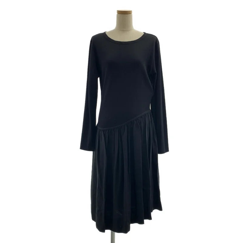 Y's / ワイズヨウジヤマモト | 異素材 切替 ドッキング ギャザー ボリューム ニット ワンピース |