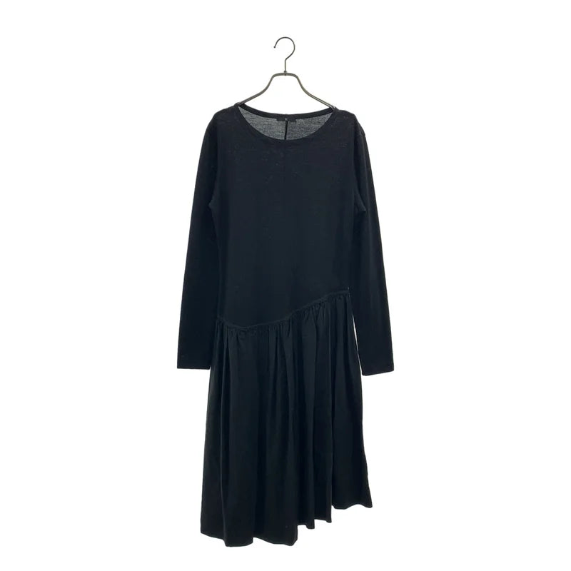 Y's / ワイズヨウジヤマモト | 異素材 切替 ドッキング ギャザー ボリューム ニット ワンピース |