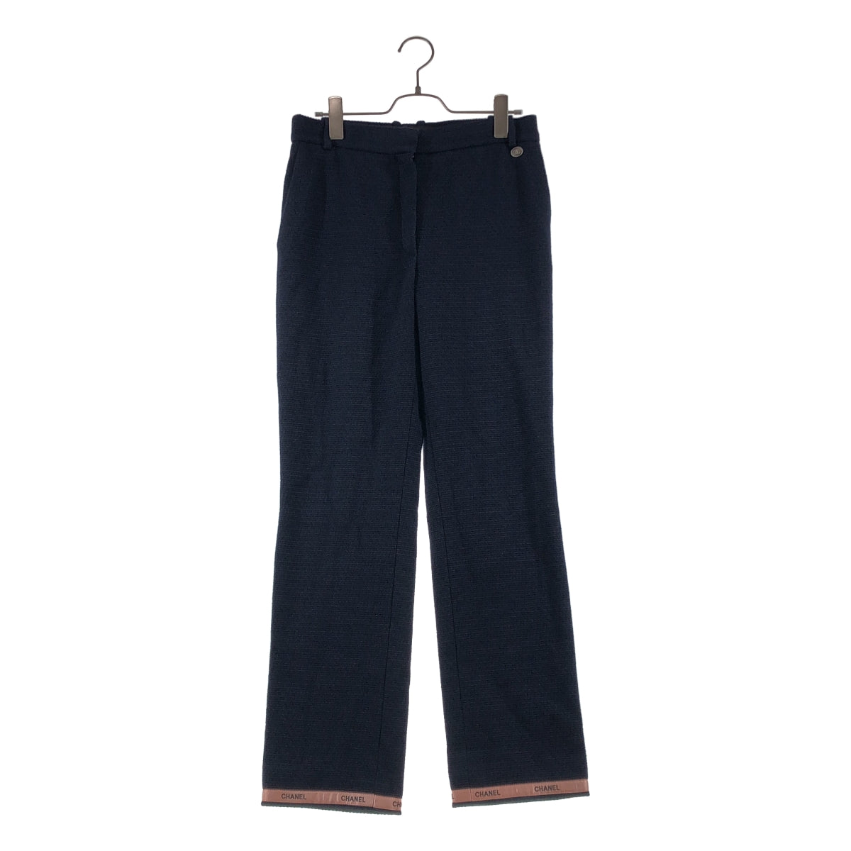 CHANEL / 샤넬 | 코튼 울 로고 테이프 트위드 슬랙스 팬츠 | 36 | 여성