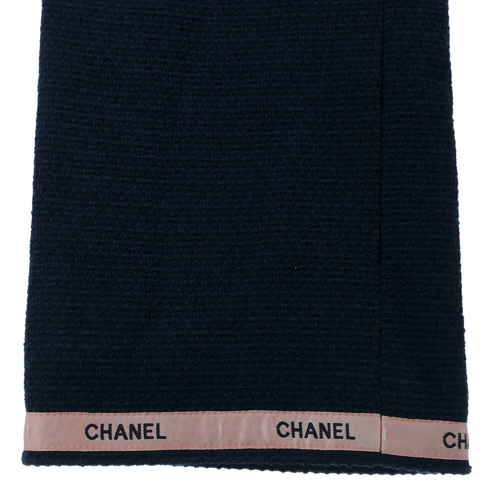 香奈兒 | 棉羊毛 Logo 織帶斜紋軟呢休閒褲 | 尺寸 36 | 女士